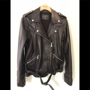 Lucky Brand Leather Motorcycle Jacket Black